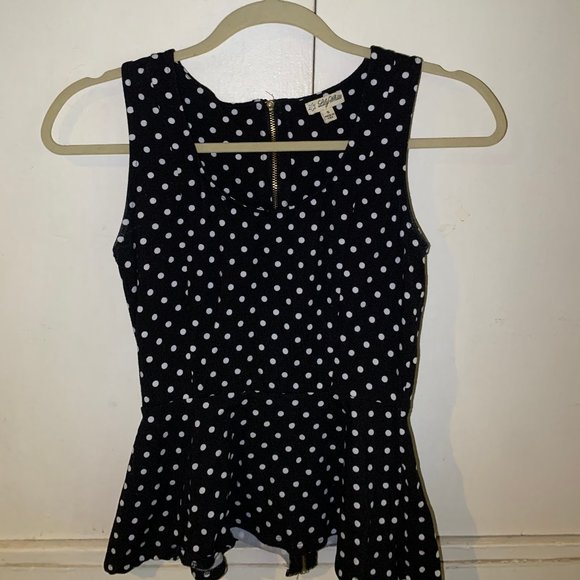 Nordstrom Black & White Dot Peplum Tank - Picture 1 of 4